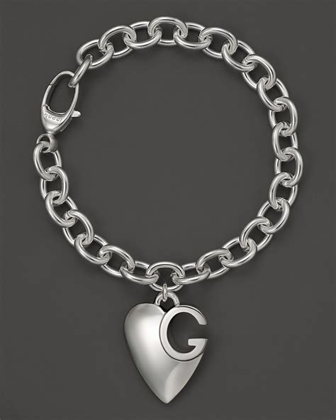 gucci heart pendant bracelet|gucci sterling silver heart bracelet.